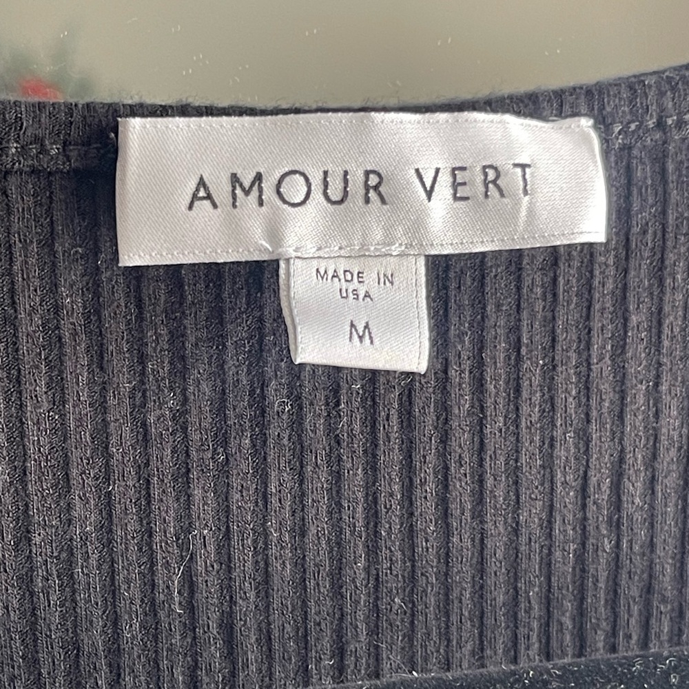 Amour Vert Square Neck black long-sleeved ribbed mini dress - Picture 3 of 9
